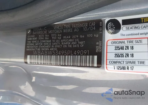 2005 BMW 330Ci from USA, damaged, VIN WBABW53495PL49091